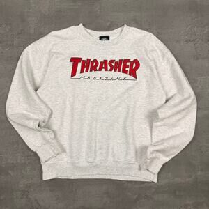 Thrasher Skateboarding Gray Red Crewneck Sweatshirt